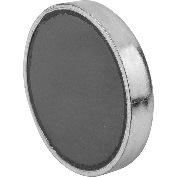 Kipp Magnet Shallow Pot Magnet D=25 ±0, 15, H=7, Hard Ferrite, Round, Comp:Steel K0548.05